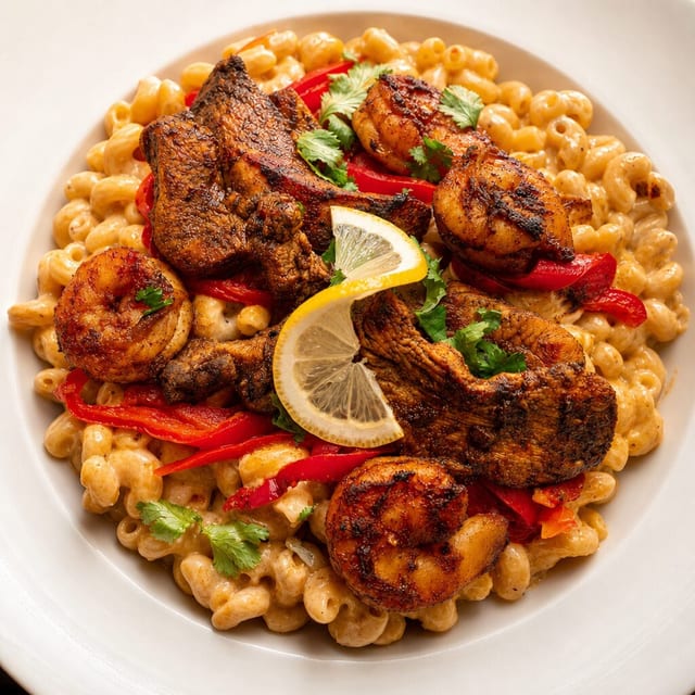 Rasta Pasta Chicken & Shrimp.