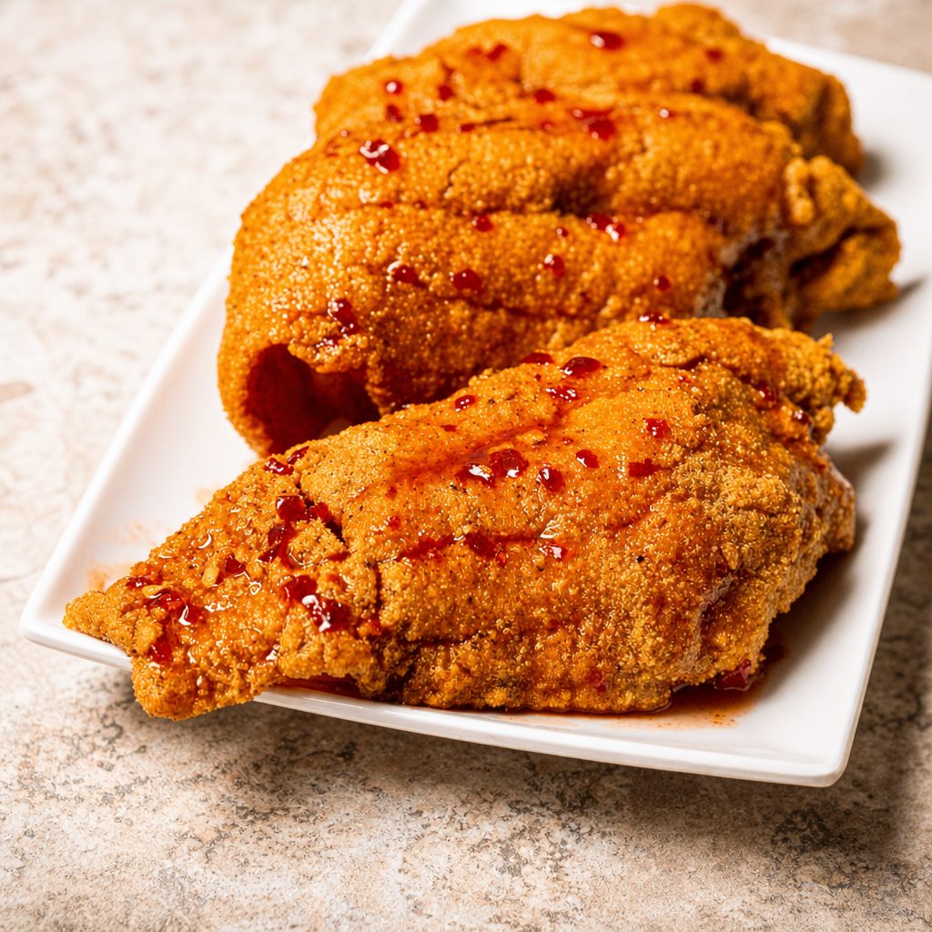 Hot Honey Catfish 3 Pieces w/ side.